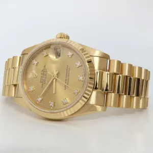 Rolex Datejust 31MM Solid 18kt Yellow Gold Mid-Size President Diamond 68278