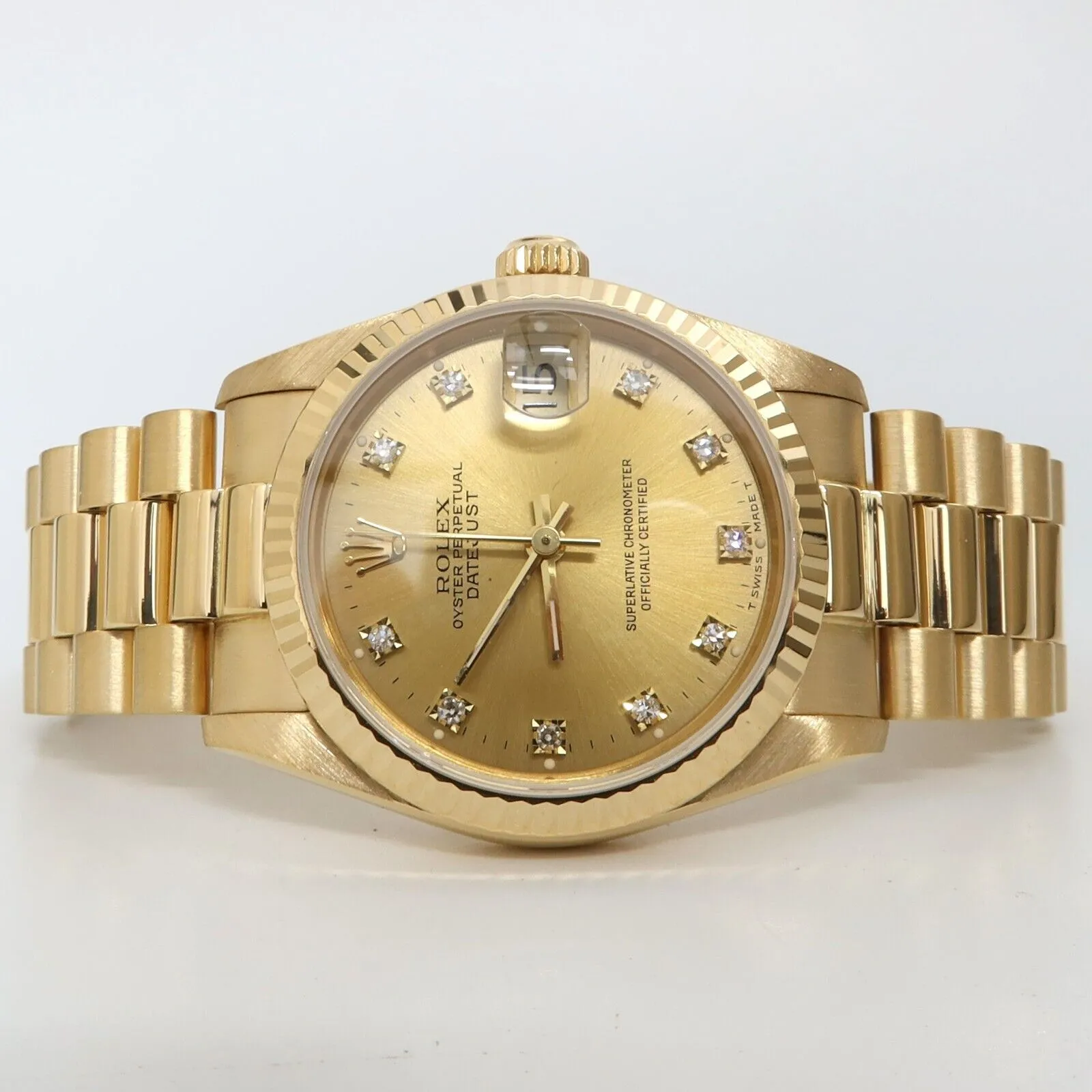 Rolex Datejust 31MM Solid 18kt Yellow Gold Mid-Size President Diamond 68278