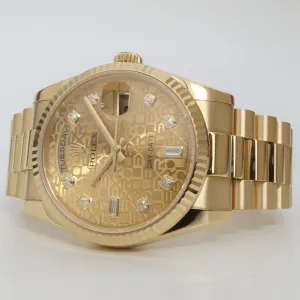 Rolex Day-Date 36mm Gold Diamond Dial Solid 18kt Yellow Gold Heavy 118238