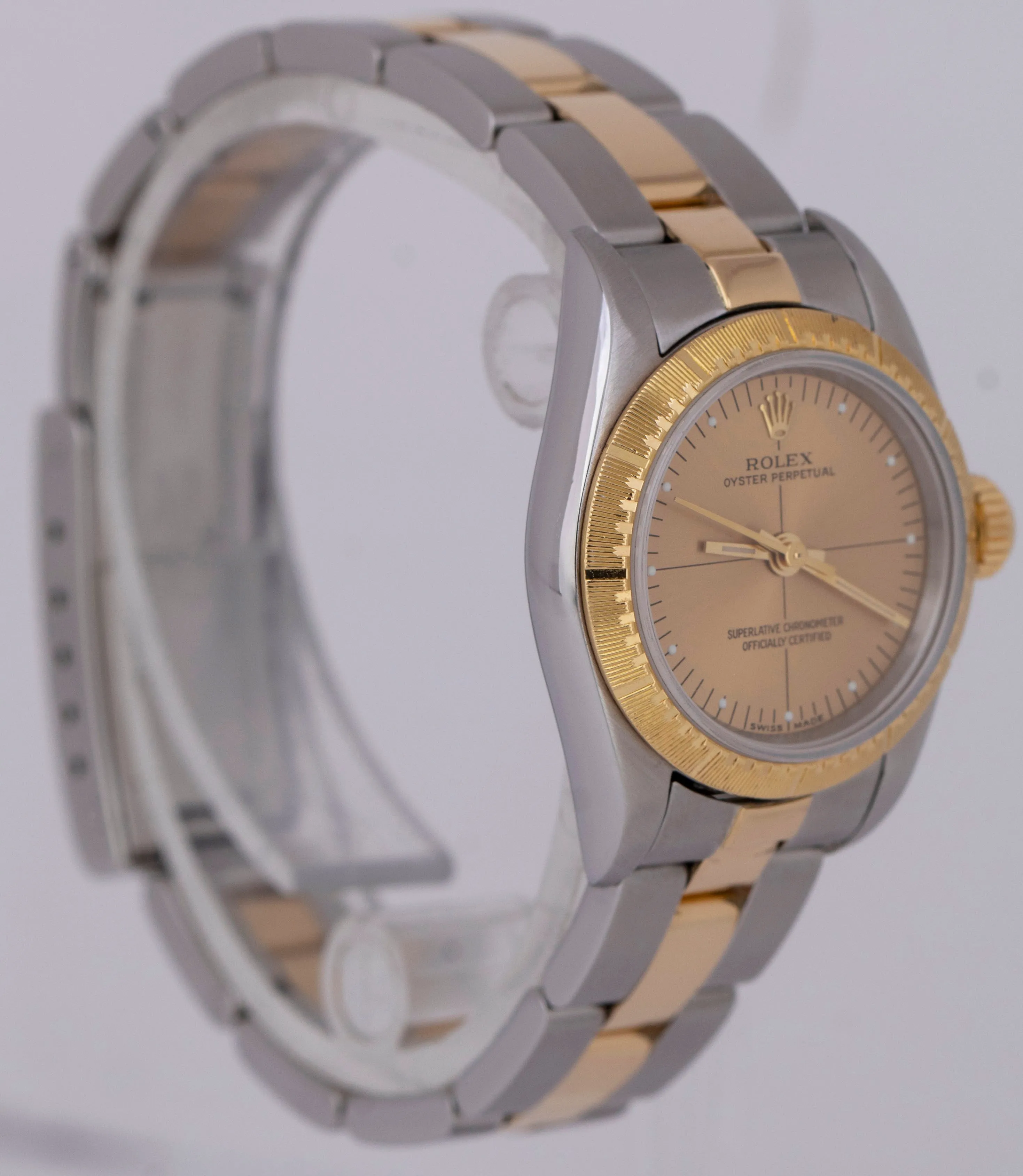 Rolex Oyster Perpetual 24mm Two-Tone 18K Yellow Gold Champagne Gold Watch 67243