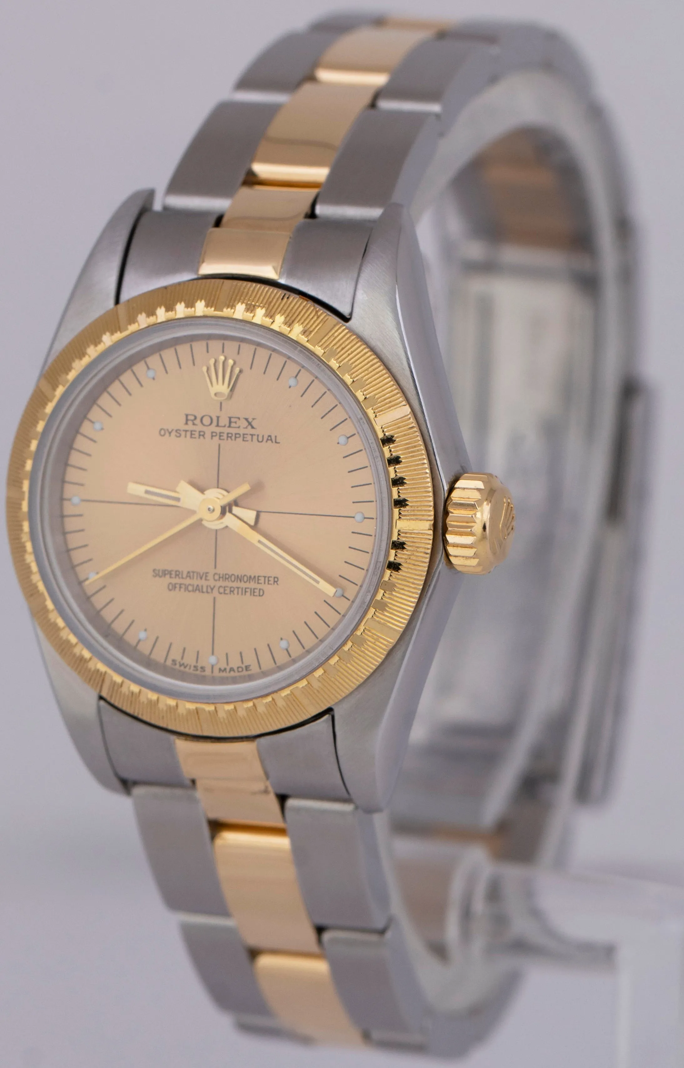 Rolex Oyster Perpetual 24mm Two-Tone 18K Yellow Gold Champagne Gold Watch 67243