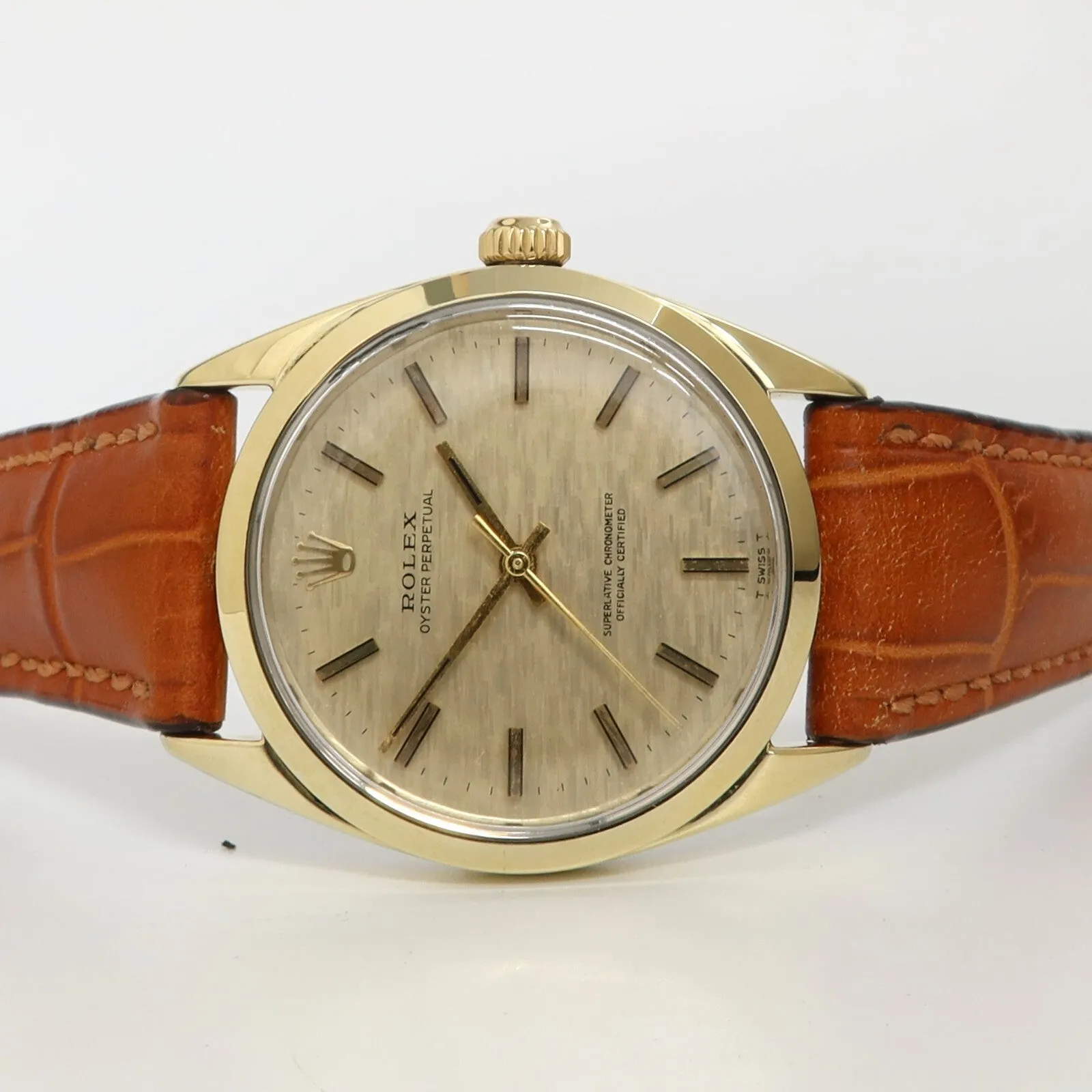 Rolex Oyster Perpetual 34MM Gold Shell Automatic Champagne Dial 1024