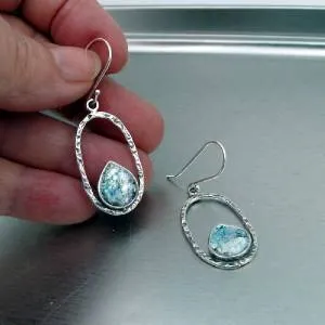 Roman Glass Earrings 925 Sterling Silver Handmade Hadar Designers (as 4004714)