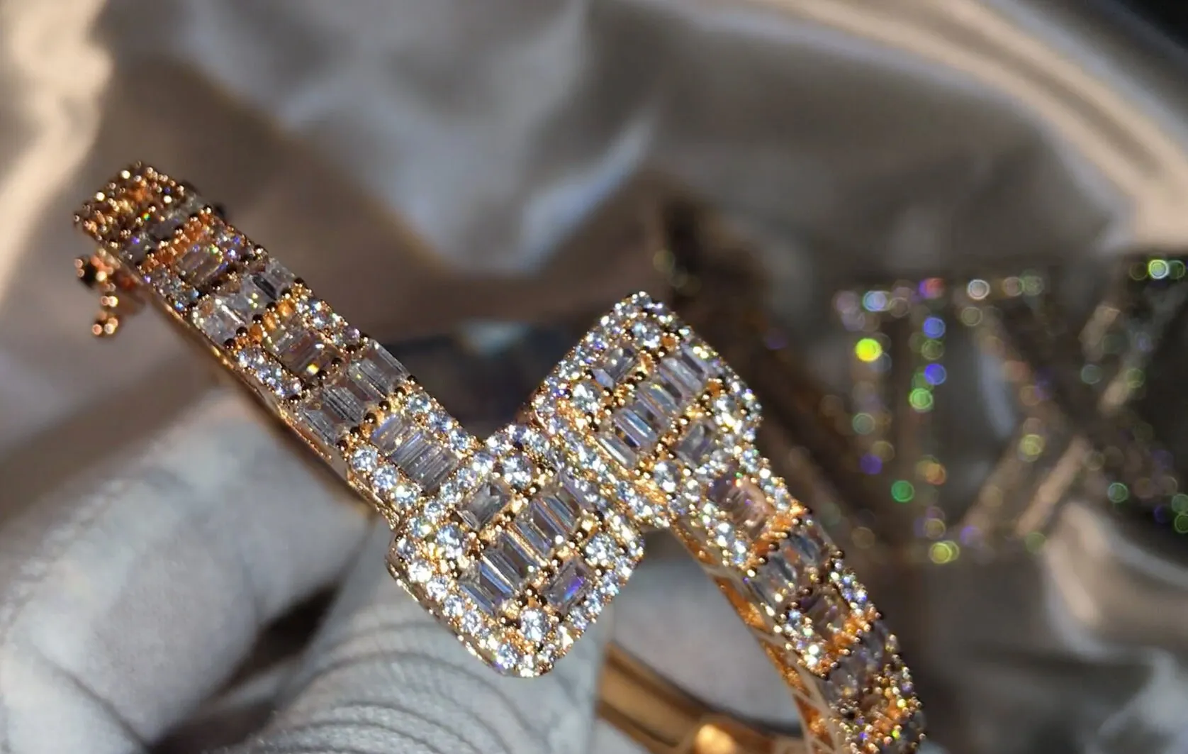Rose Gold Bracelet | Iced Out Bracelet | Womens Bangle | Mens Bracelet