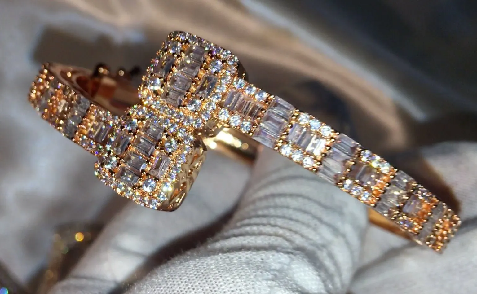 Rose Gold Bracelet | Iced Out Bracelet | Womens Bangle | Mens Bracelet