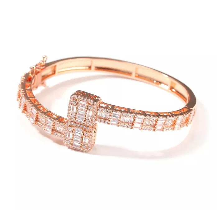 Rose Gold Bracelet | Iced Out Bracelet | Womens Bangle | Mens Bracelet