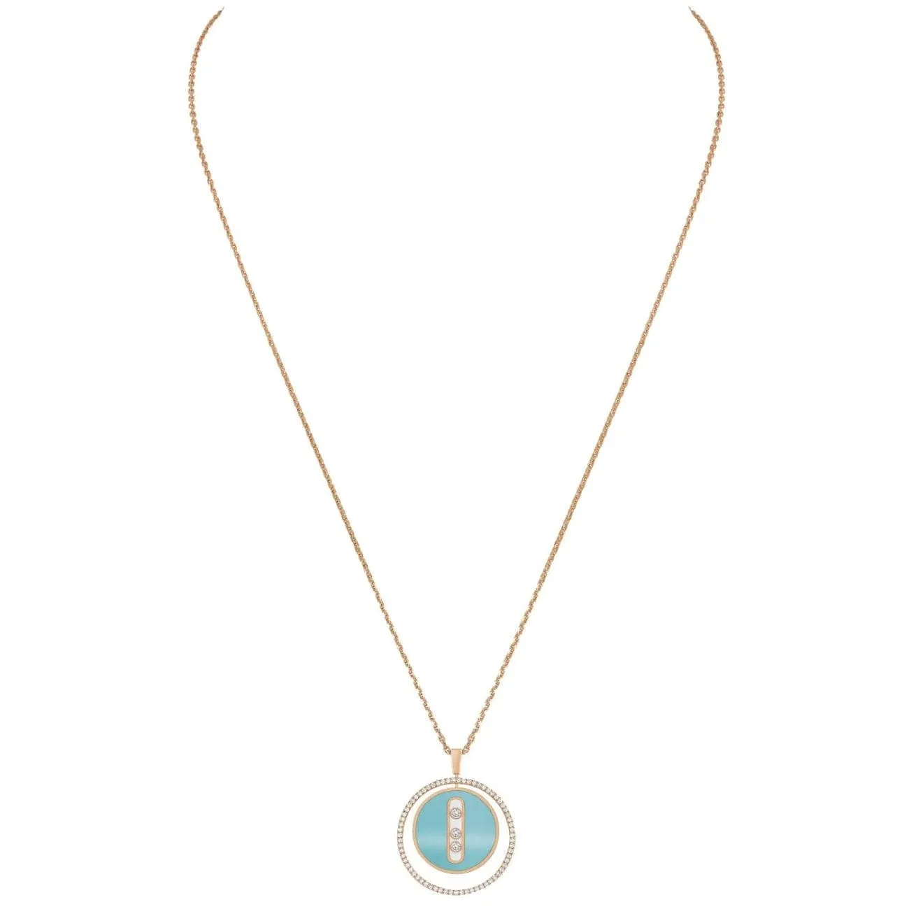 ROSE GOLD DIAMOND NECKLACE TURQUOISE LUCKY MOVE MM