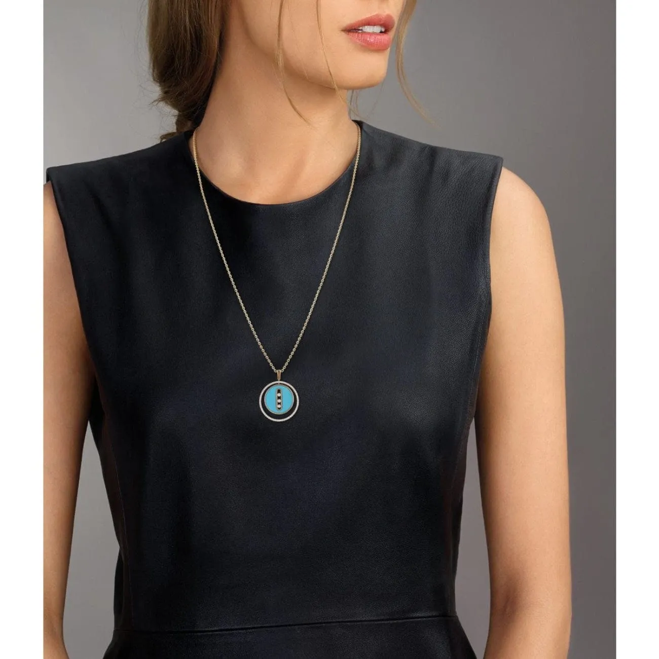 ROSE GOLD DIAMOND NECKLACE TURQUOISE LUCKY MOVE MM