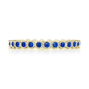 Round Bezel Droplet Wedding Band with Sapphire