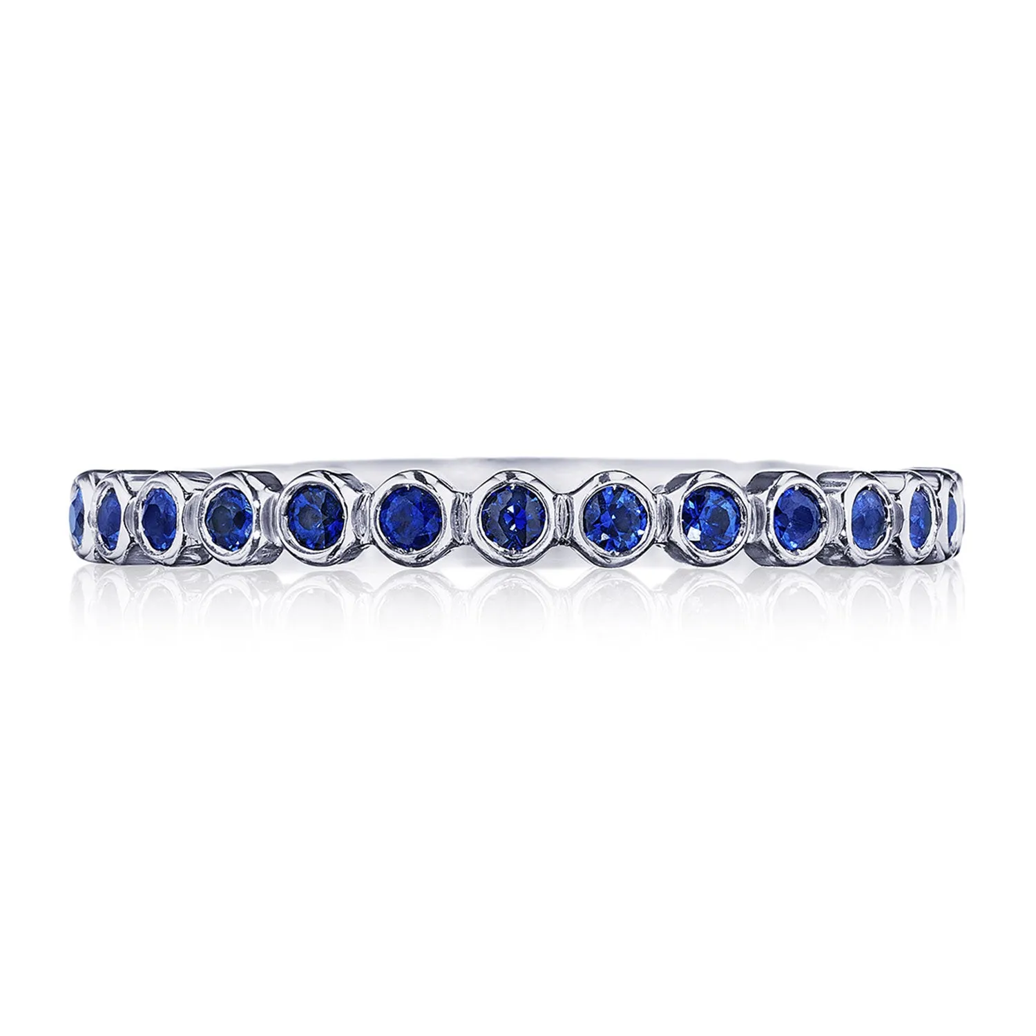 Round Bezel Droplet Wedding Band with Sapphire