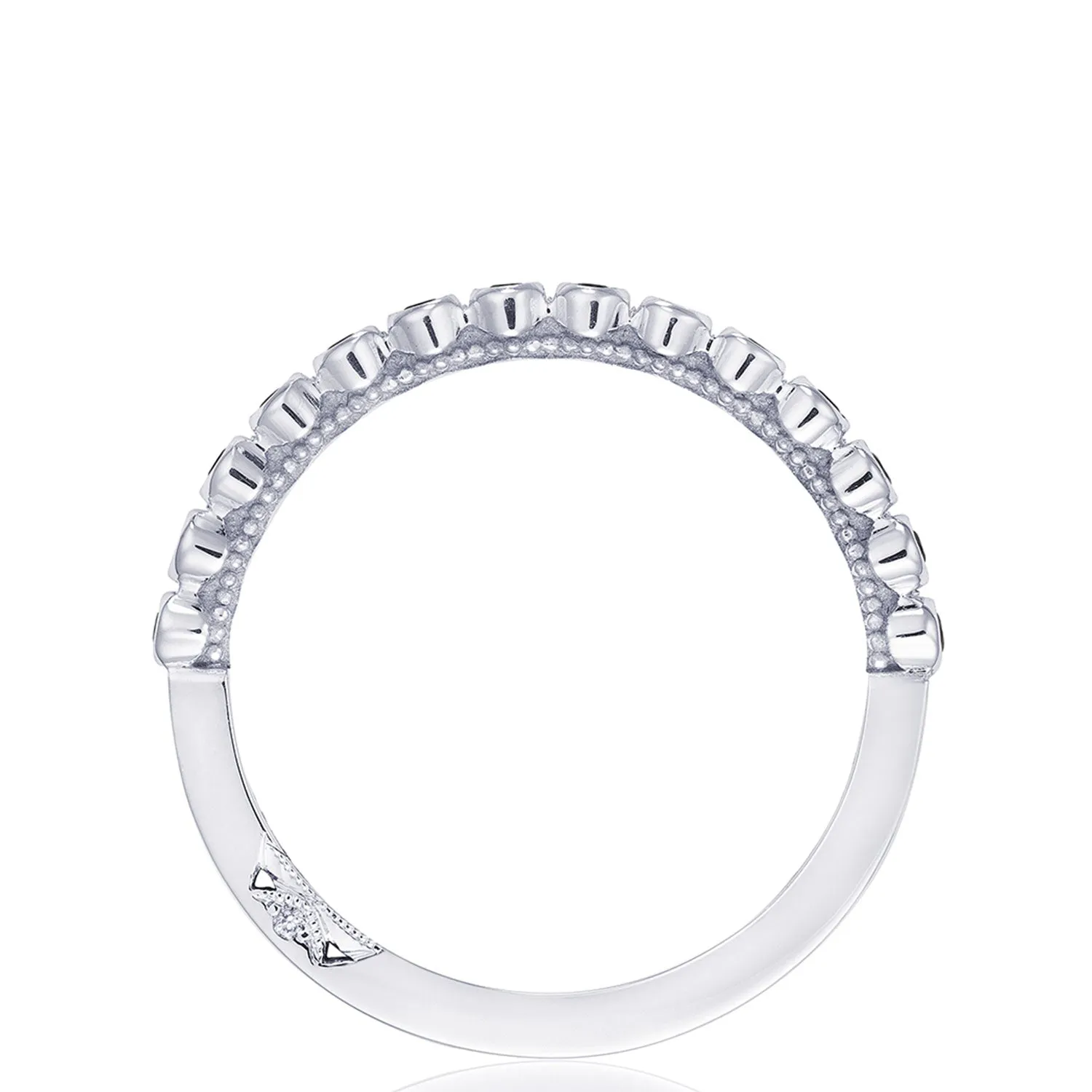 Round Bezel Droplet Wedding Band with Sapphire