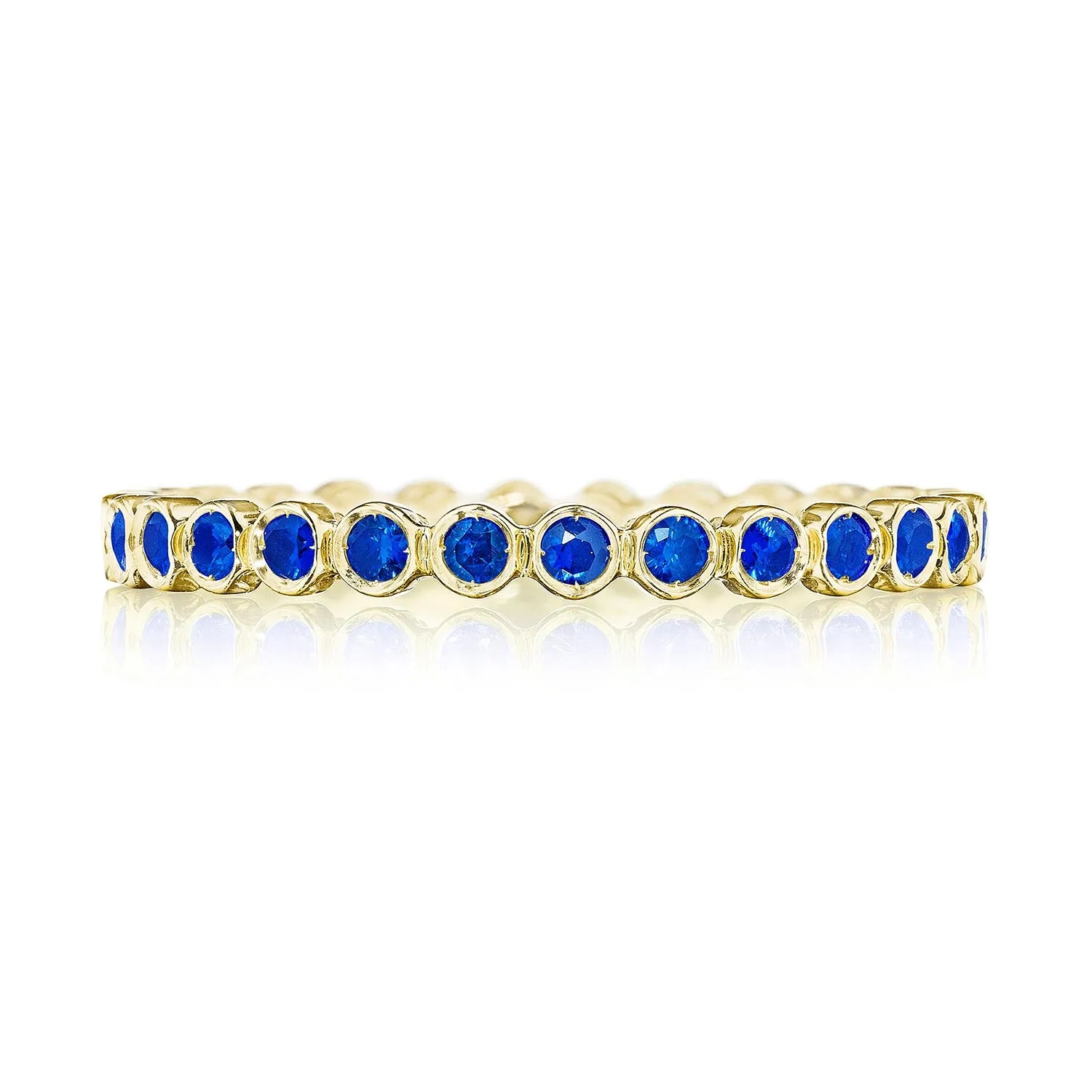 Round Bezel Droplet Wedding Band with Sapphire
