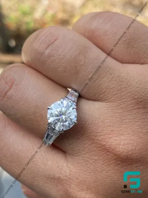 Round Brilliant Cut Moissanite Princess Beatrice Engagement Ring