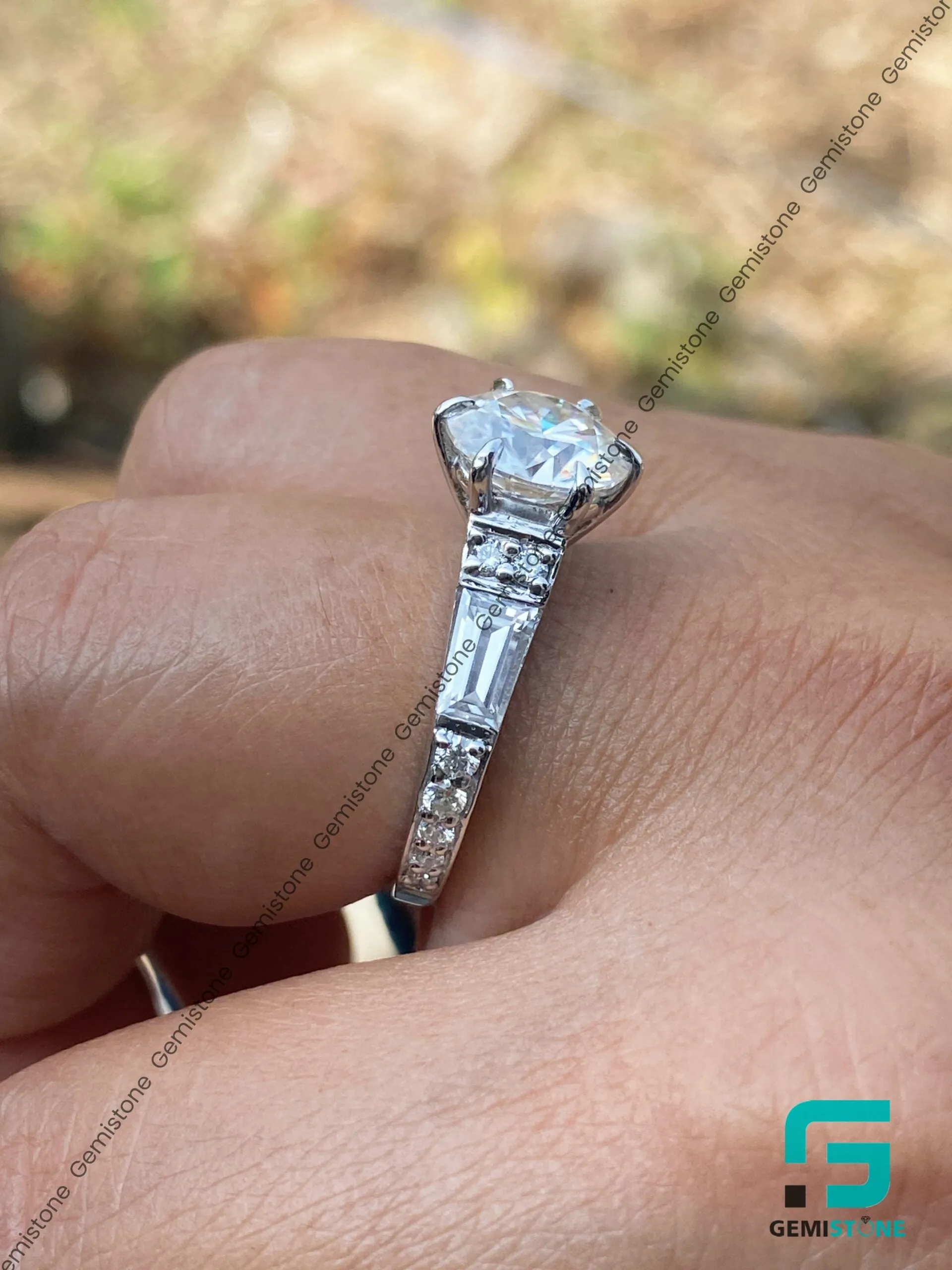 Round Brilliant Cut Moissanite Princess Beatrice Engagement Ring