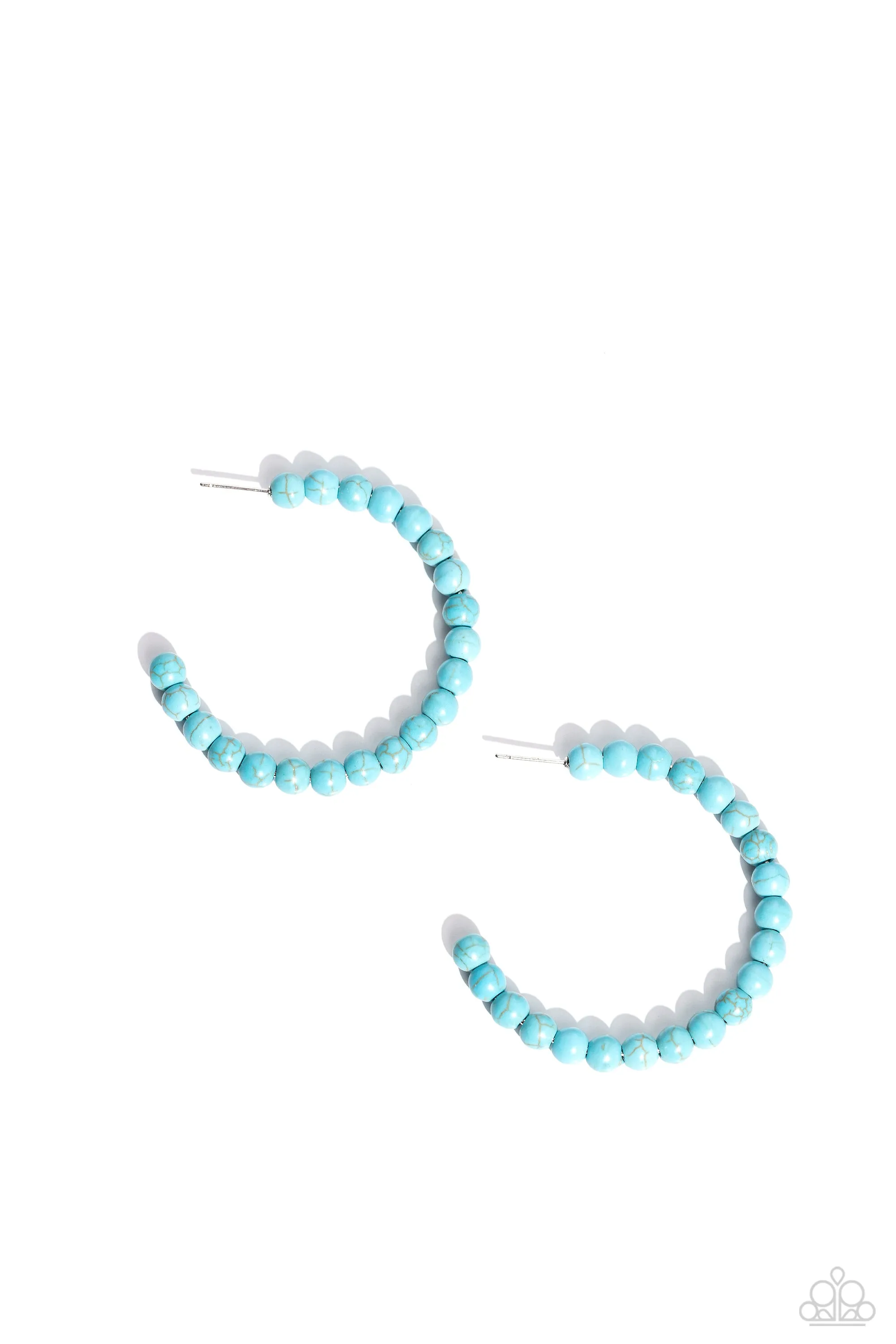 Rural Retrograde - Blue - Turquoise Stone Paparazzi Hoop Earrings