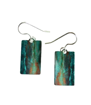 Rusty Turquoise 1.25 inch Rectangular Earrings