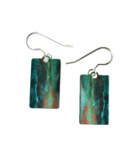 Rusty Turquoise 1.25 inch Rectangular Earrings