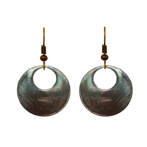 Rusty Turquoise Metallic Circular Eye Earrings