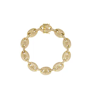 Sabel Collection Yellow Gold Diamond Cluster Oval Link Bracelet