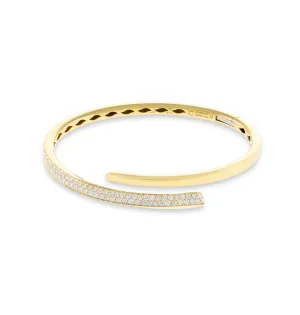 Sabel Collection Yellow Gold Diamond Sprinkled Bypass Bangle