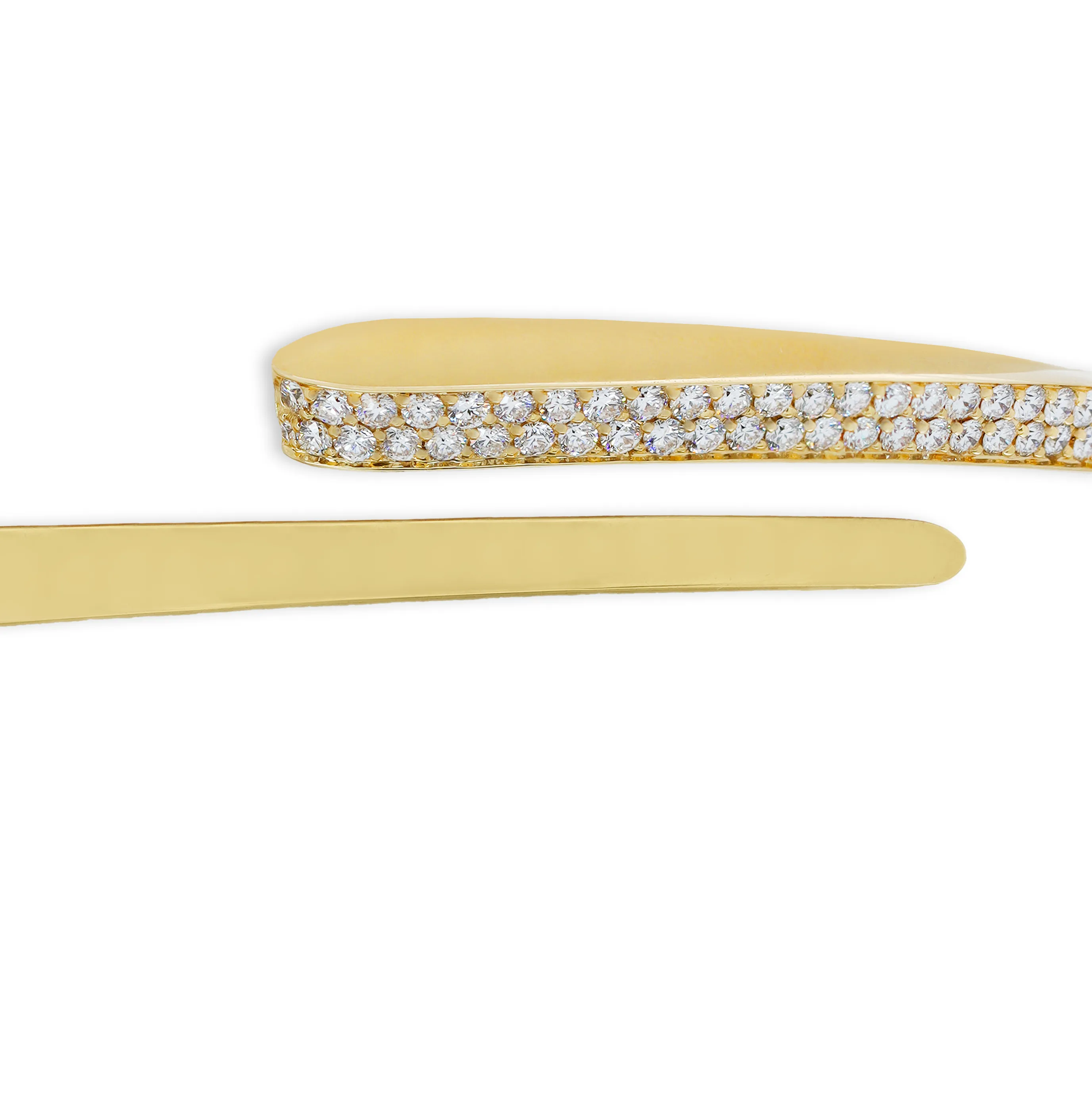 Sabel Collection Yellow Gold Diamond Sprinkled Bypass Bangle