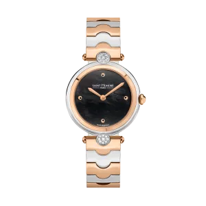 Saint Honore City Of Lights Women's Black MOP Dial Silver Rose Gold Watch