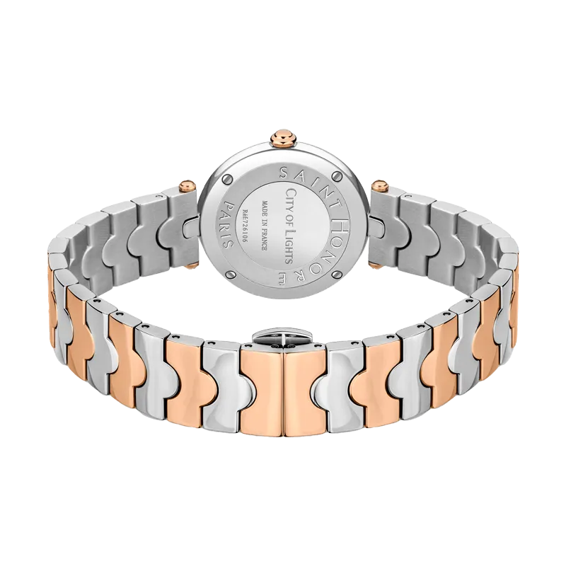 Saint Honore City Of Lights Women's Black MOP Dial Silver Rose Gold Watch