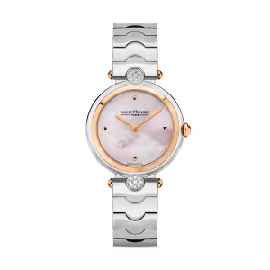 Saint Honore City of Lights Women's Pink MOP Dial Rose Gold Bszel Silver Diamonds Watch