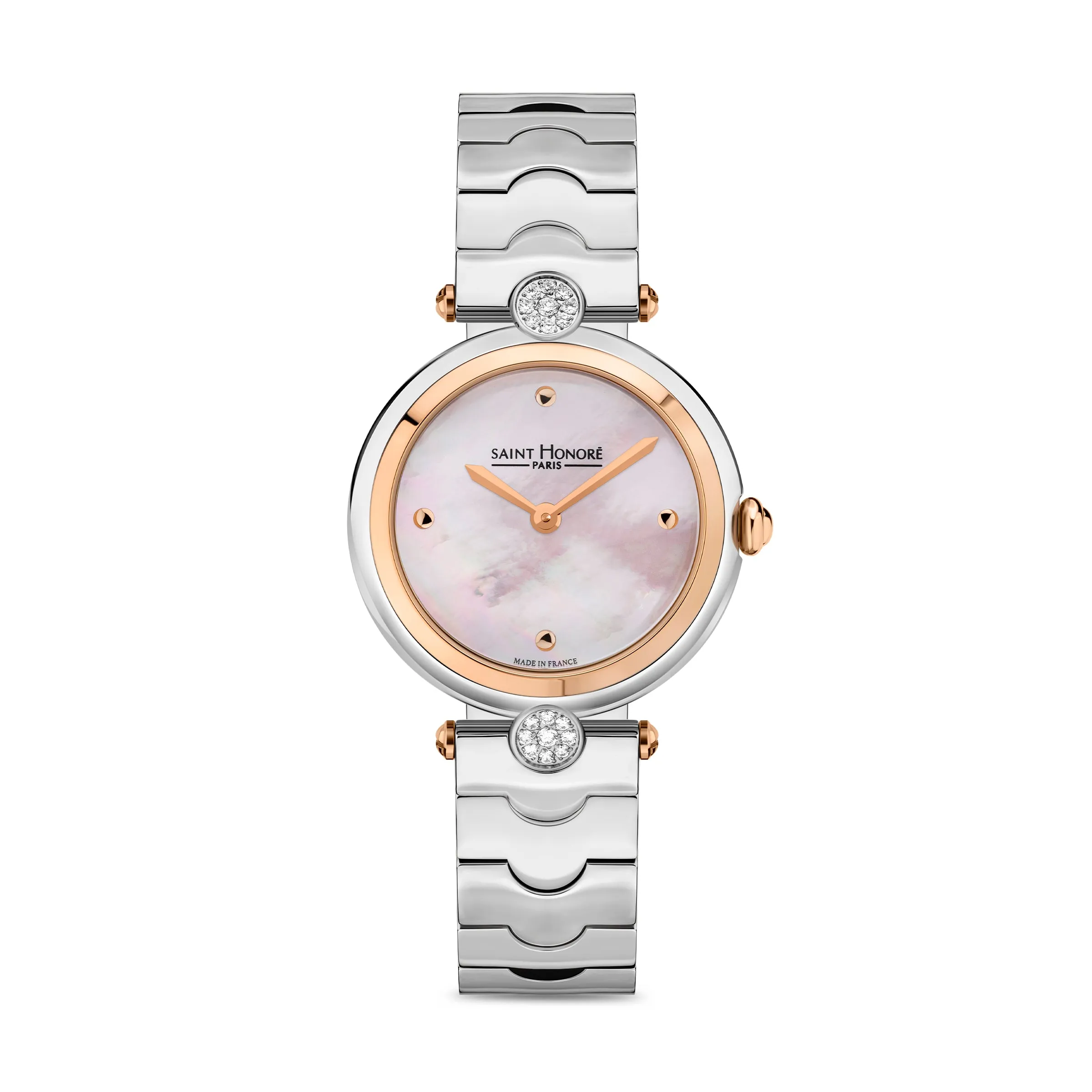 Saint Honore City of Lights Women's Pink MOP Dial Rose Gold Bszel Silver Diamonds Watch