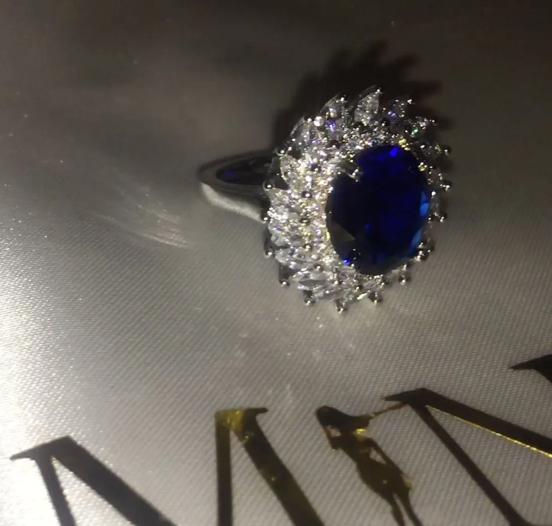 Sapphire Blue Diamond Ring | Blue Diamond Engagement Ring | Sapphire Blue Ring | Blue Wedding Ring | Blue Diamond Ring with halo | Halo Ring