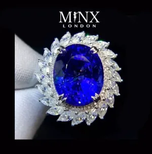 Sapphire Blue Diamond Ring | Blue Diamond Engagement Ring | Sapphire Blue Ring | Blue Wedding Ring | Blue Diamond Ring with halo | Halo Ring