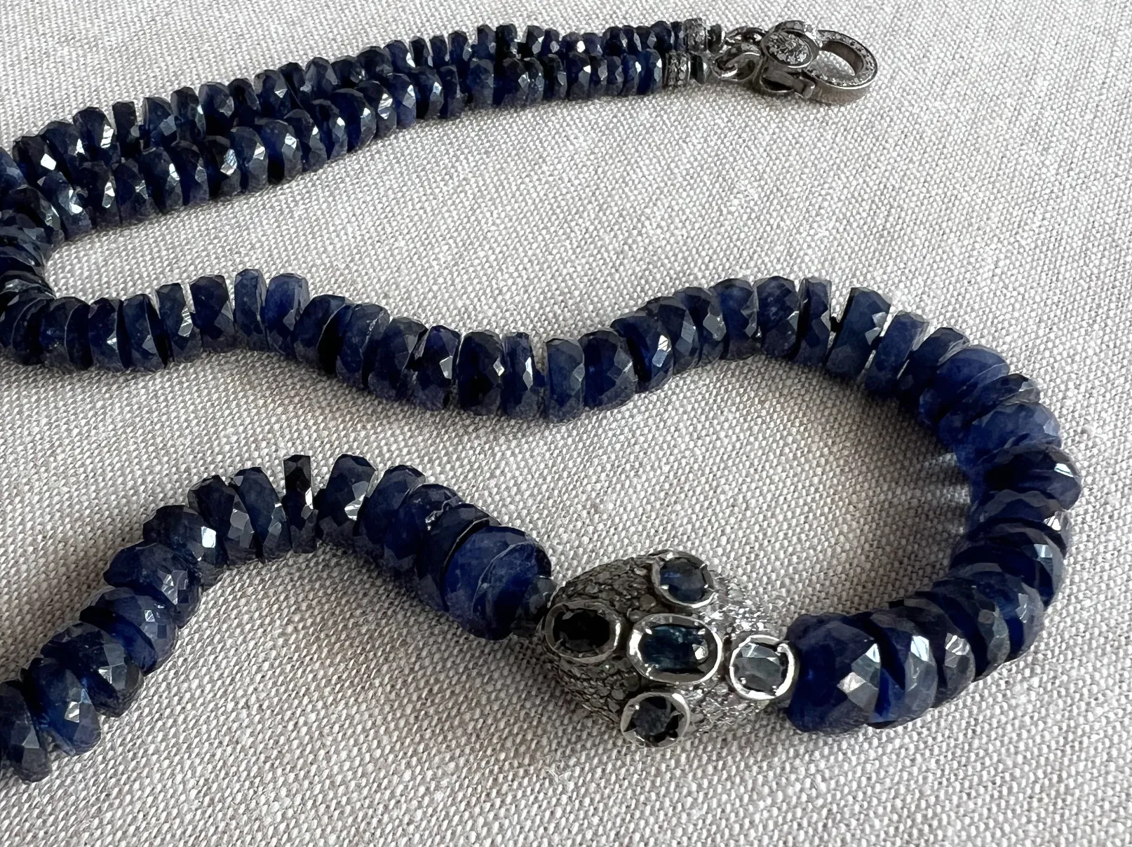 Sapphire Necklace with Pave Diamond and Sapphire Accent