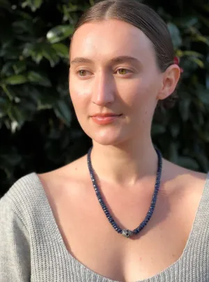 Sapphire Necklace with Pave Diamond and Sapphire Accent