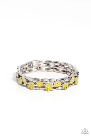 Scattered Springtime - Yellow - Flower Paparazzi Stretchy Bracelet