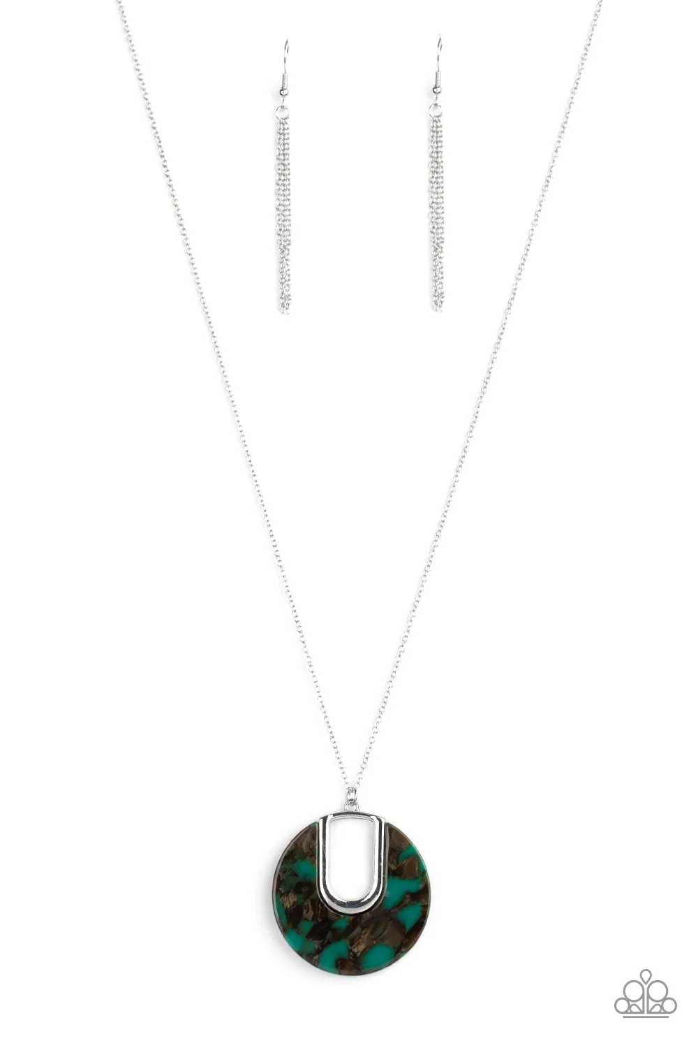 Setting The Fashion - Green - Marbled Acrylic Paparazzi Long Necklace