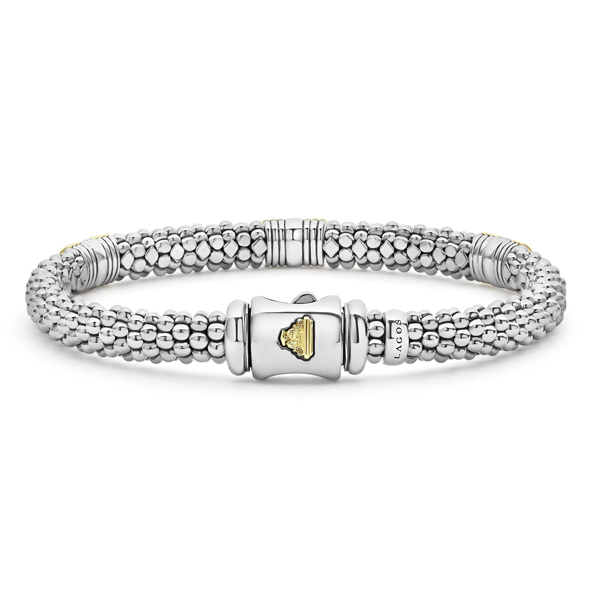 Signature Caviar Triple Diamond Station Caviar Bracelet | 6mm