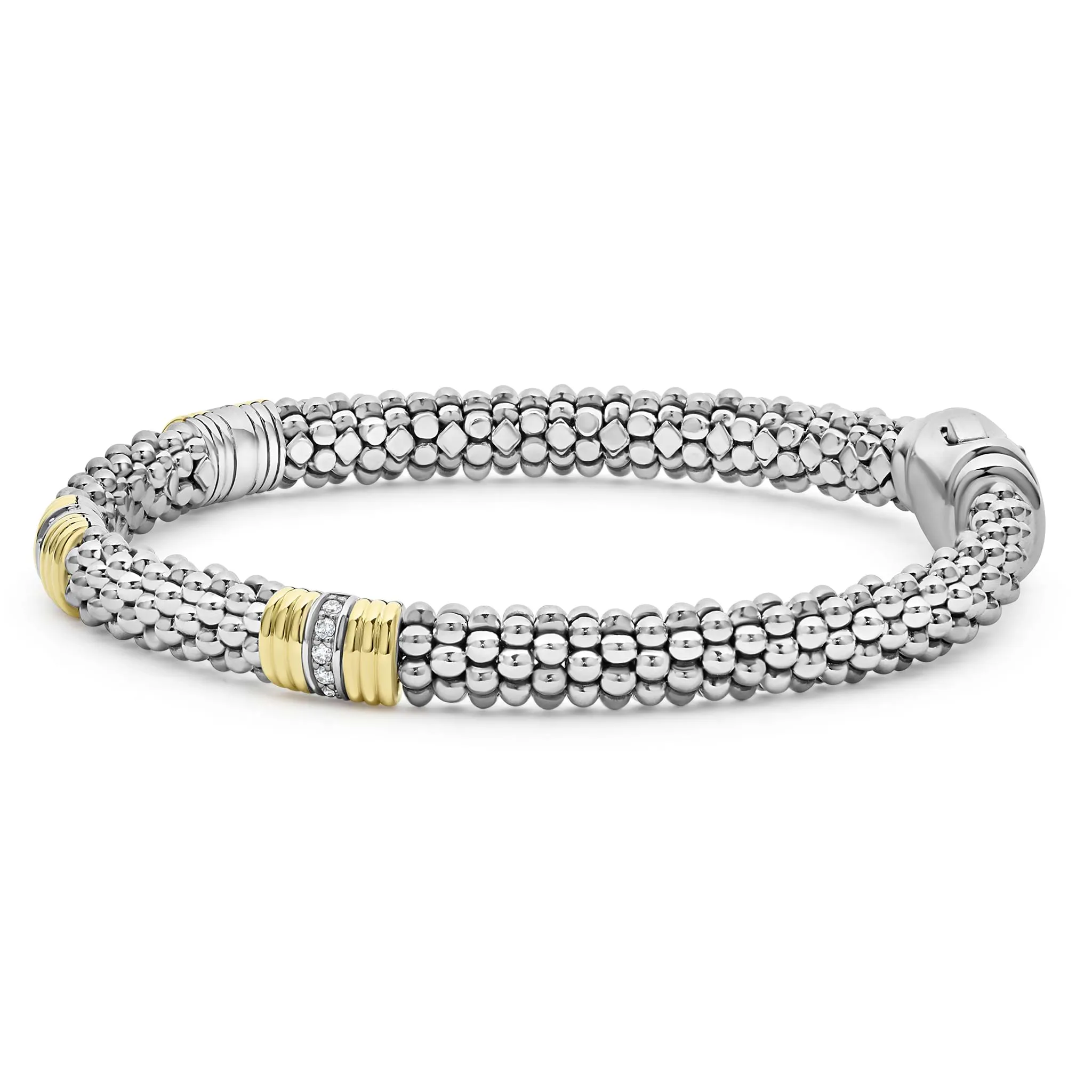 Signature Caviar Triple Diamond Station Caviar Bracelet | 6mm