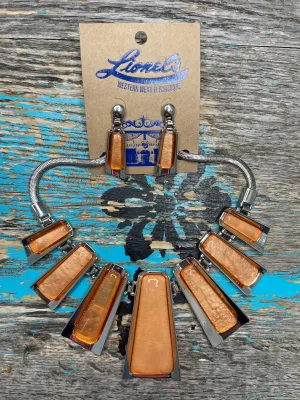 Silver & Rust Necklace w/ Earrings