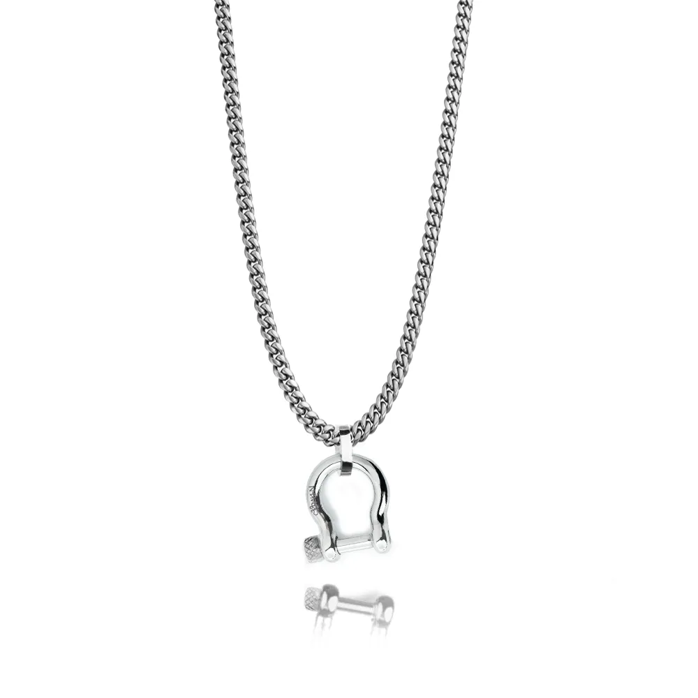 Silver D Shackle Necklace