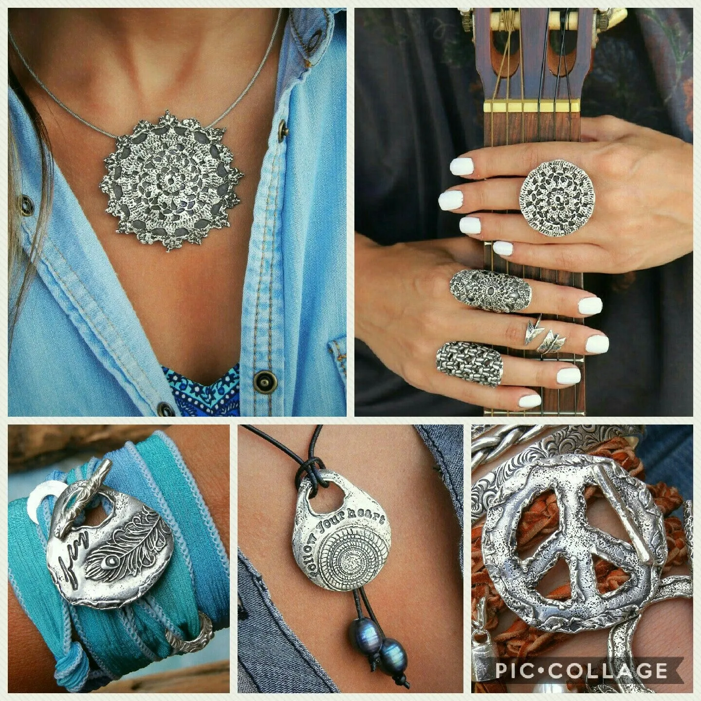 Silver Feather Wedding Rings
