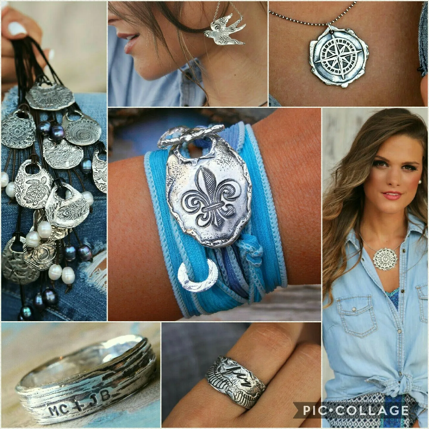Silver Feather Wedding Rings