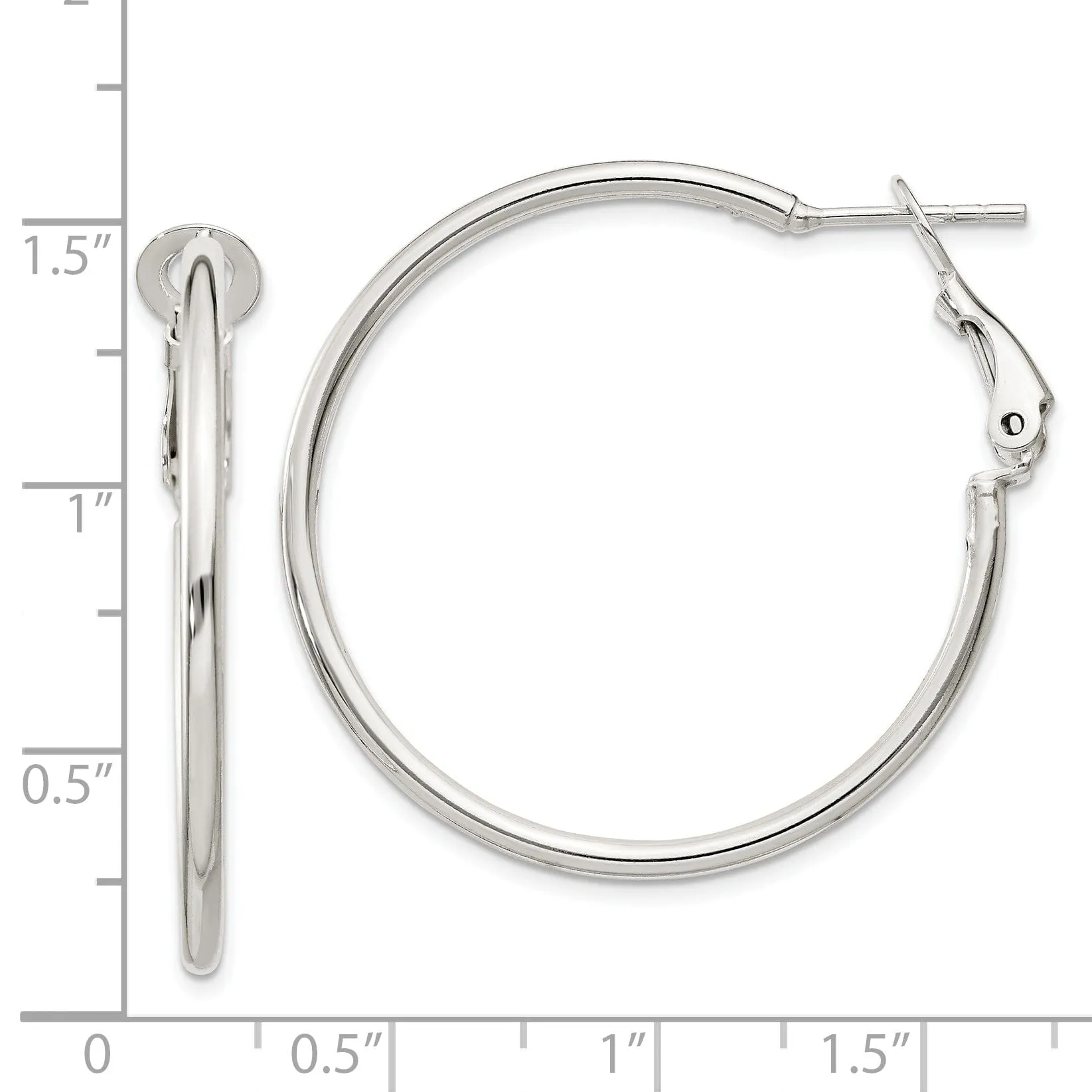 Silver Hollow Omega Clip Back Hoop Earrings