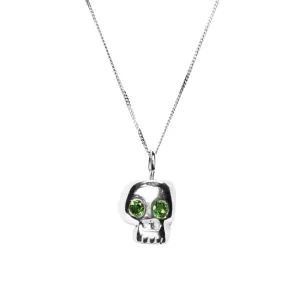 Silver Memento Mori Skull Pendant in various gemstones