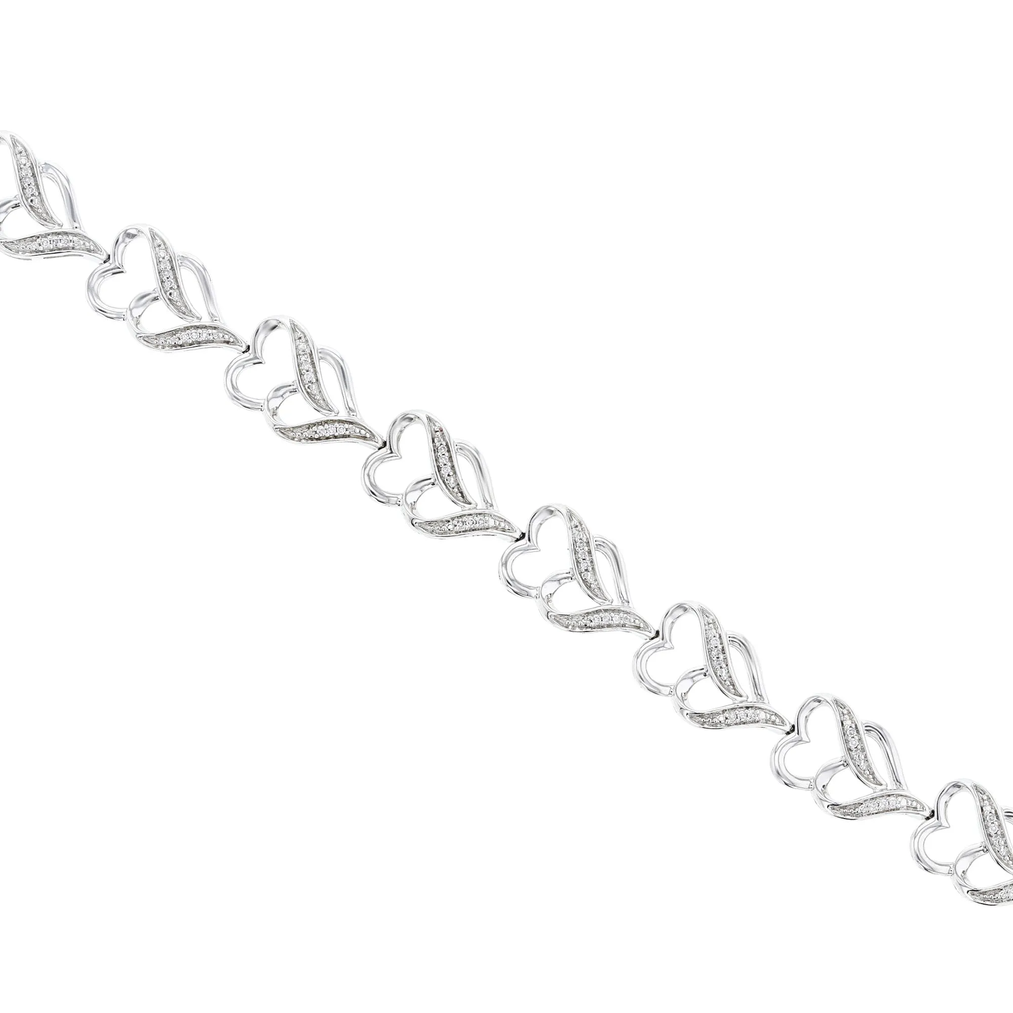 Silver String of Hearts Diamond Bracelet