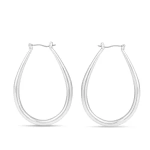 SILVER TEARDROP HOOP EARRINGS #SQ5772S (AF14)