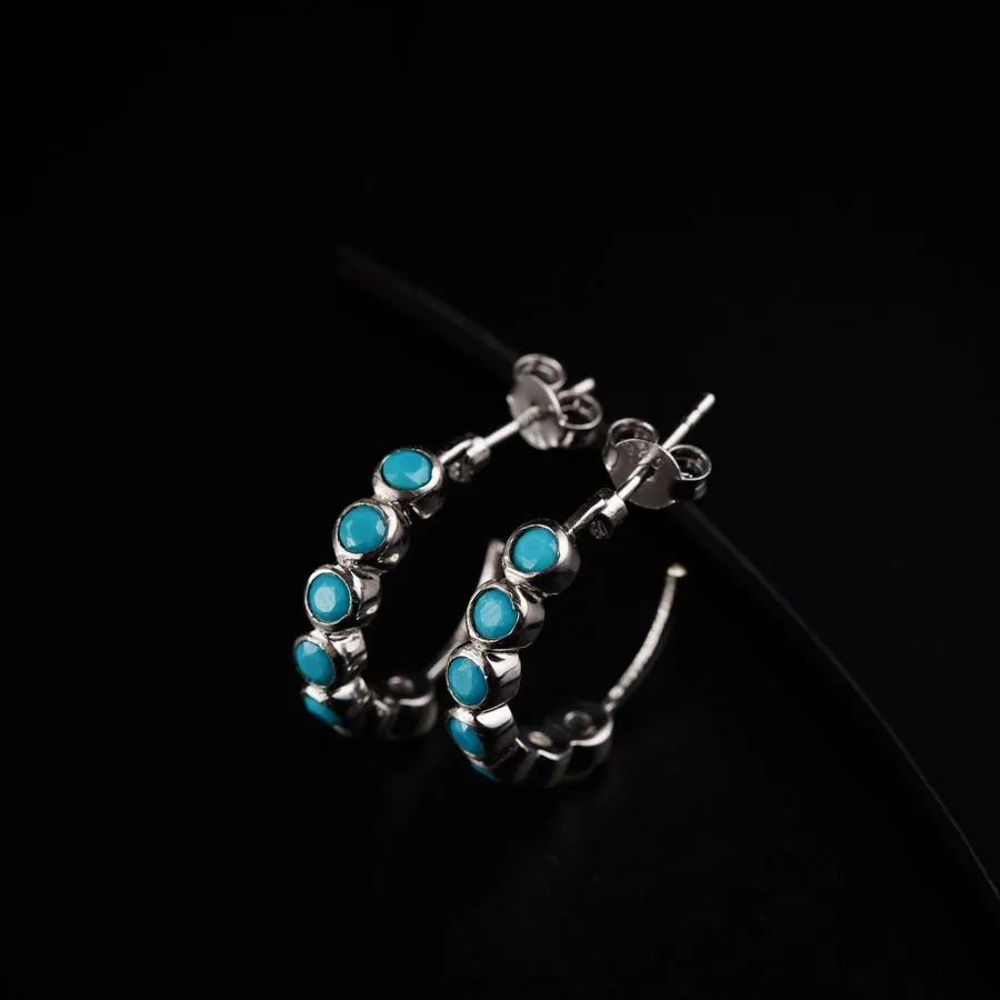 Silver Turquoise (faux) Hoop Earrings
