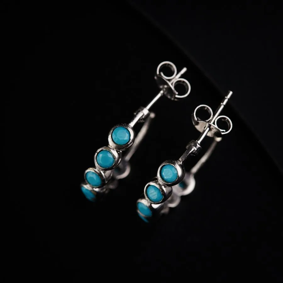 Silver Turquoise (faux) Hoop Earrings