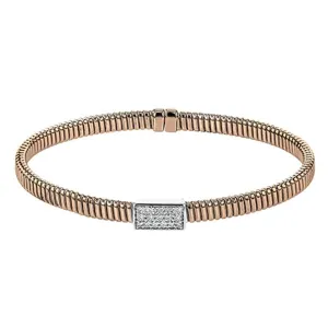 Simon G. Textured Rectangular Pave Diamond Bangle Bracelet