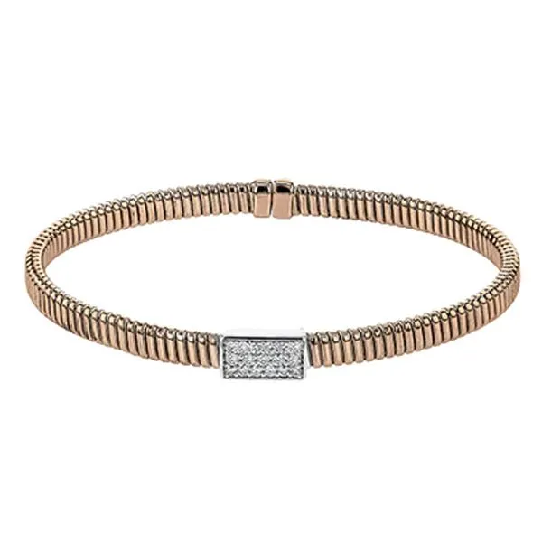 Simon G. Textured Rectangular Pave Diamond Bangle Bracelet