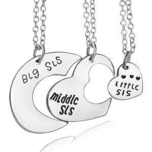 Sister Love Pendant Necklaces Set Gold OR Silver Set